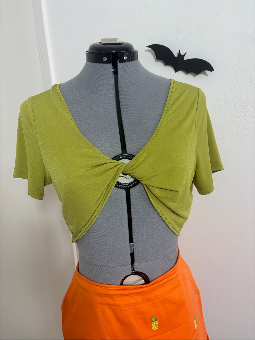 12th Tribe Olive Green Twist-Front Crop Top